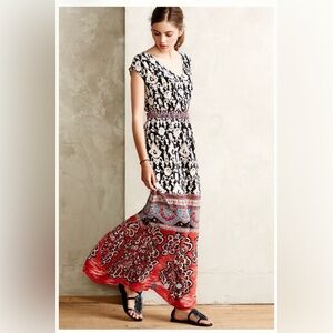 Anthropologie Pure Silk Chennai Beaded Maxi Dress - Lined with Pockets